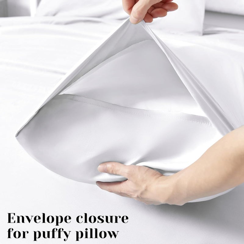 BYSURE Hotel Luxury Bed Sheets Set 4 Piece(Twin XL, White) - Super Soft 1800 Thread Count 100% Microfiber Sheets with Deep Pockets, Wrinkle & Fade Resistant - Image 5