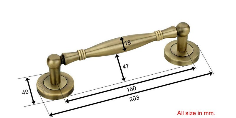 FAST مقبض سحب الباب الرئيسي Dh43 لجميع أنواع أبواب المنزل والمكتب (8 بوصة نحاسي عتيق) - Image 2