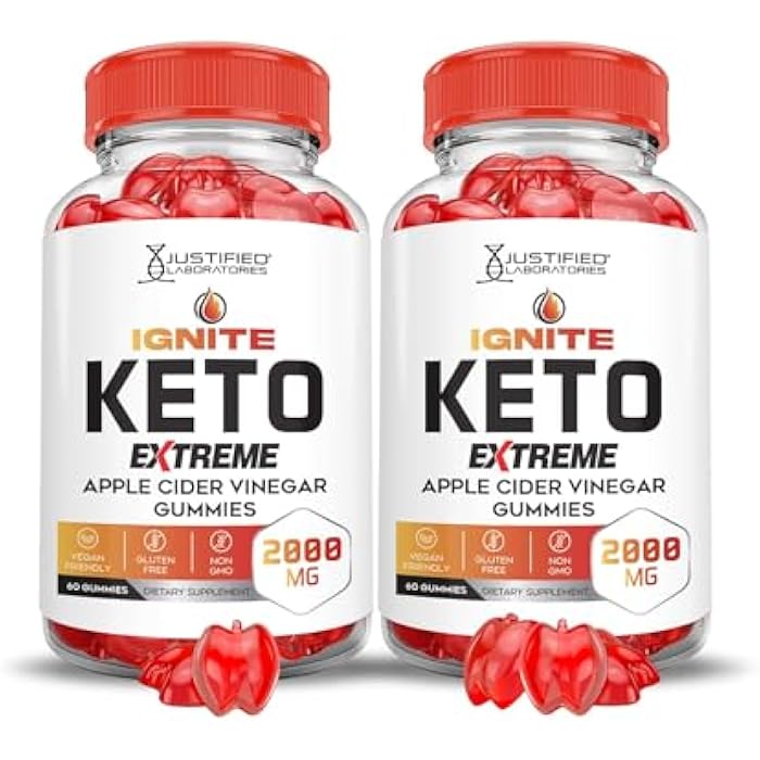 Justified Laboratories (2 Pack Ignite Keto ACV Gummies Extreme 2000MG Advanced Ignite Keto Gummies Apple Cider Vinegar Formulated with Pomegranate Beet Juice Powder B12 Vegan Non GMO 120 Gummys - Image 1