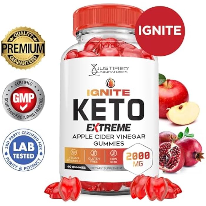 Justified Laboratories (2 Pack Ignite Keto ACV Gummies Extreme 2000MG Advanced Ignite Keto Gummies Apple Cider Vinegar Formulated with Pomegranate Beet Juice Powder B12 Vegan Non GMO 120 Gummys - Image 3