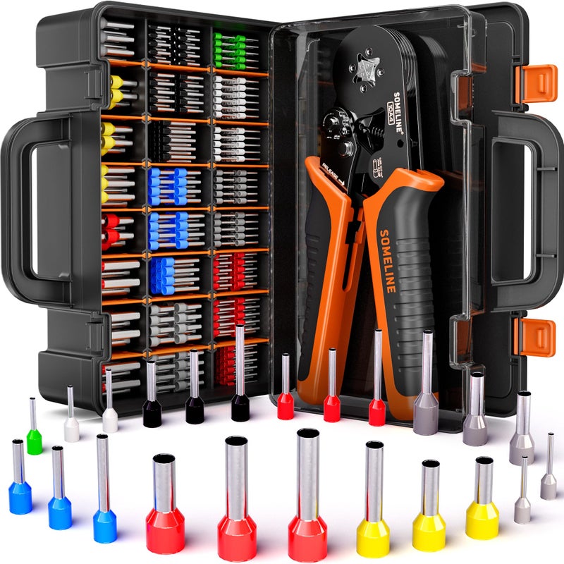 SOMELINE Ferrule Crimping Tool, Ratchet Pliers for AWG23-7 with 23 Sizes Wire End Ferrule Terminals, Quadrilateral Wire Crimp Pliers with Crimp Connectors - Image 1