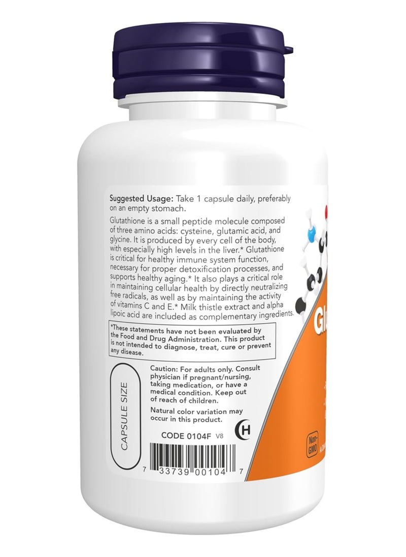now - NOW Supplements, Glutathione 500 mg, With Milk Thistle Extract & Alpha Lipoic Acid, Free Radical Neutralizer, 60 Veg Capsules - Image 1