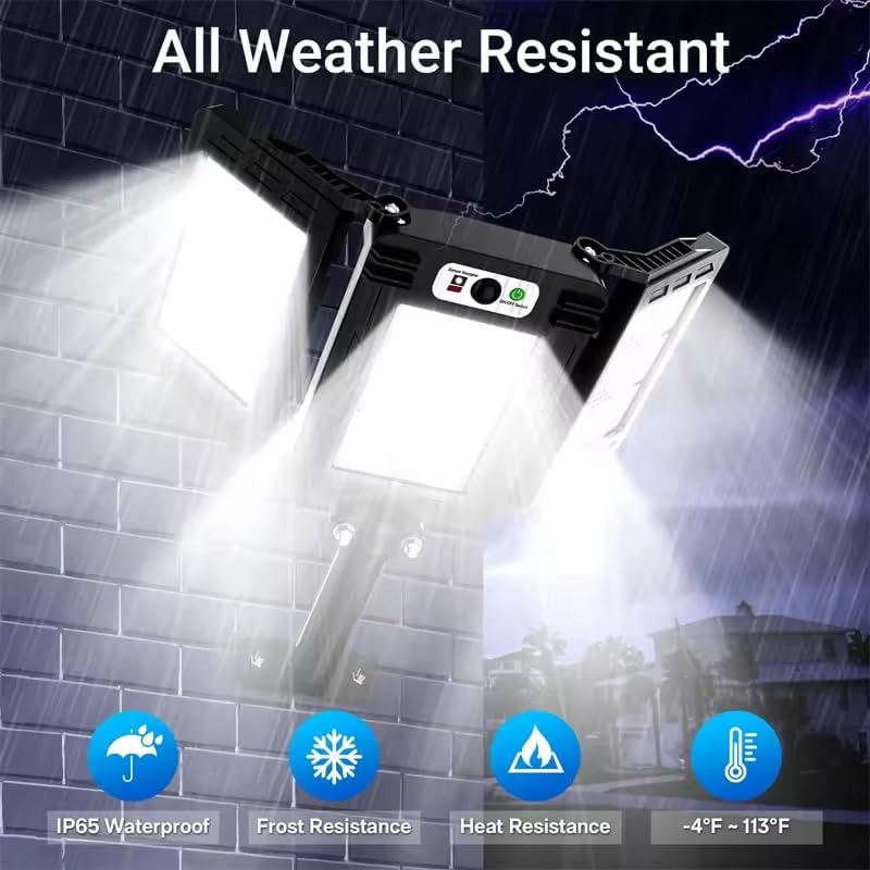REMICH Solar Motion Sensor Light Solar Outdoor Light High Photovoltaic Efficiency IP65 Flexible COB Ultra Wide Lighting with Remote Control for Pathway Fence Garages Balcony 1Pcs Black - Image 5