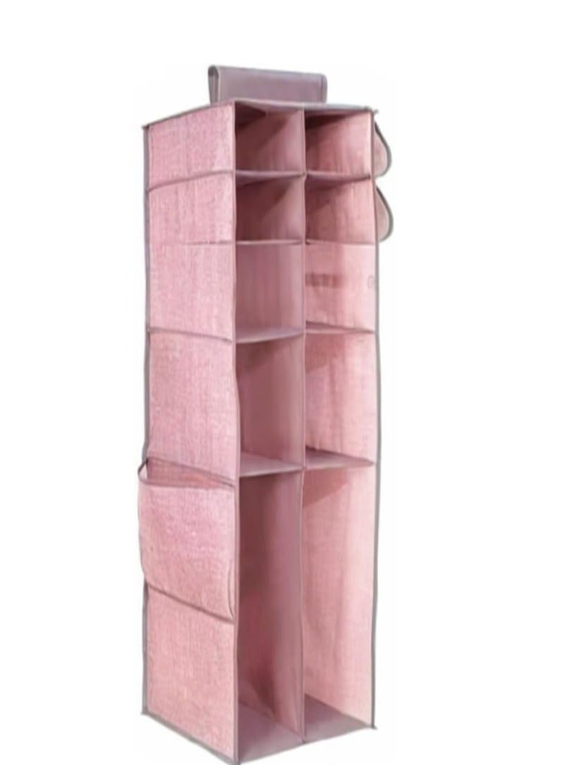 Hanging Storage Organizer with 14 Sections - Durable Clothing Organizer for Clothes, Jackets, Shoes, Accessories (Pink) - Image 1