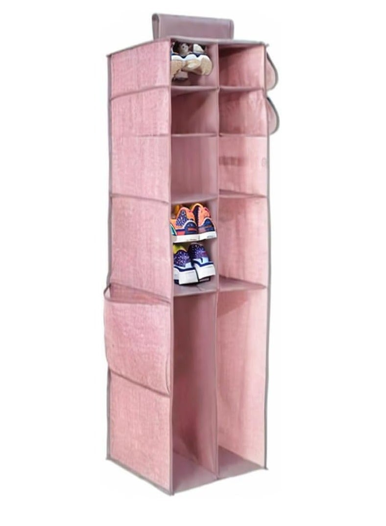 Hanging Storage Organizer with 14 Sections - Durable Clothing Organizer for Clothes, Jackets, Shoes, Accessories (Pink) - Image 2