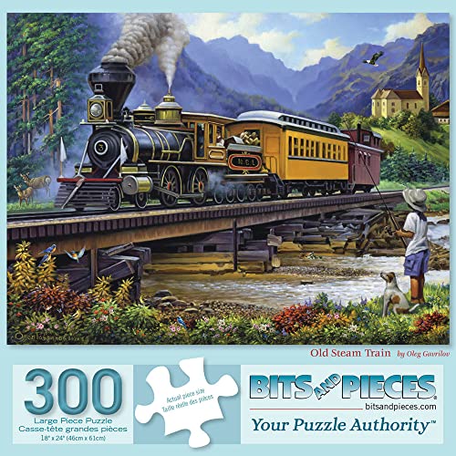 Bits and Pieces 300 Piece Jigsaw Puzzle for Adults Old Stream Train Locamotive Track Rail Bridge Jigsaw Puzzle by Artist Oleg Gavrilov Completed Puzzle Size 18 x 24 - Image 5