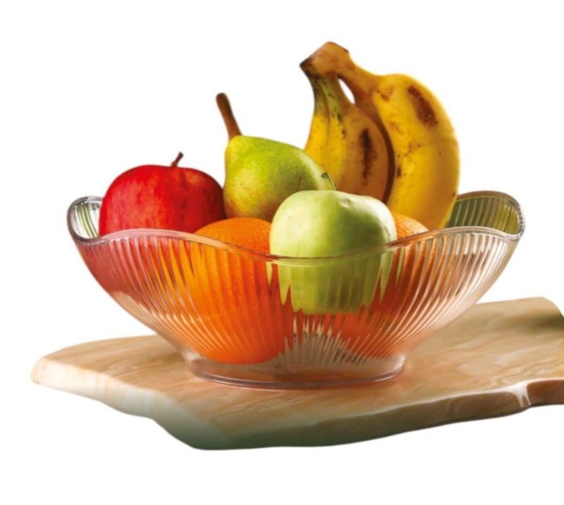Simplyhut Fruit Storage Basket for Dining Table - Acrylic Transparent Ribbed Wavy Edge Serving Bowl for Salad, Fruits & Snacks, Multipurpose Heavy Fruit Baskets for Home Kitchen & Restaurant - Image 5