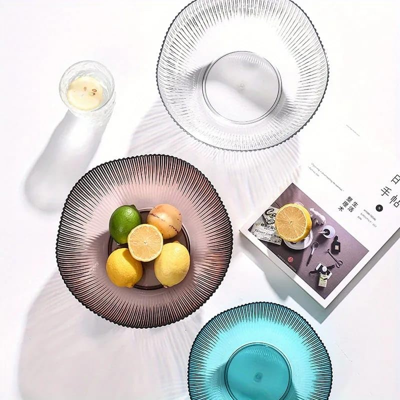 Simplyhut Fruit Storage Basket for Dining Table - Acrylic Transparent Ribbed Wavy Edge Serving Bowl for Salad, Fruits & Snacks, Multipurpose Heavy Fruit Baskets for Home Kitchen & Restaurant - Image 4