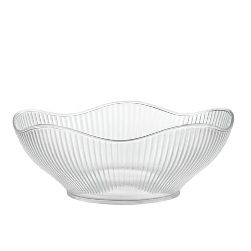 Simplyhut Fruit Storage Basket for Dining Table - Acrylic Transparent Ribbed Wavy Edge Serving Bowl for Salad, Fruits & Snacks, Multipurpose Heavy Fruit Baskets for Home Kitchen & Restaurant - Image 1