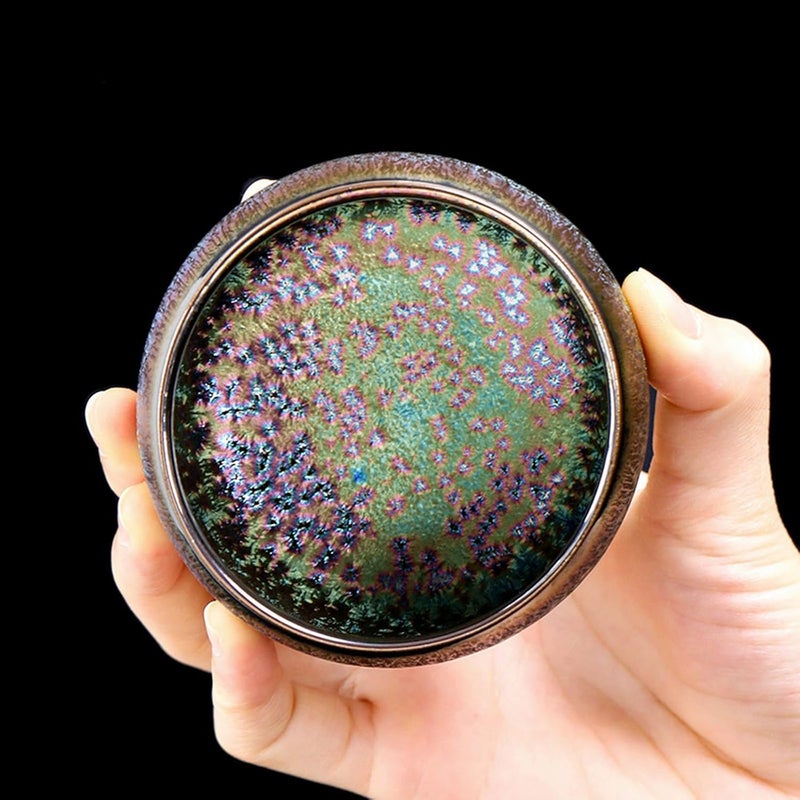 CmengAo Chinese Jianzhan Tea Cup Colorful Ceramic Glaze Tenmoku Tea Cup Kungfu Tea Bowl for Tea Matcha Coffee Handcrafts Art Porcelain Teacup Peacock - Image 2