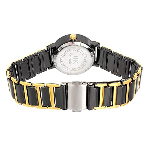 IIK COLLECTION Round Studded Dial Girls Watch, Analogue Movement Ladies Timepiece With Adjustable Bracelet Chain Strap and Double Lock Clasp Safety - Multicolor, Stainless Steel - Image 5
