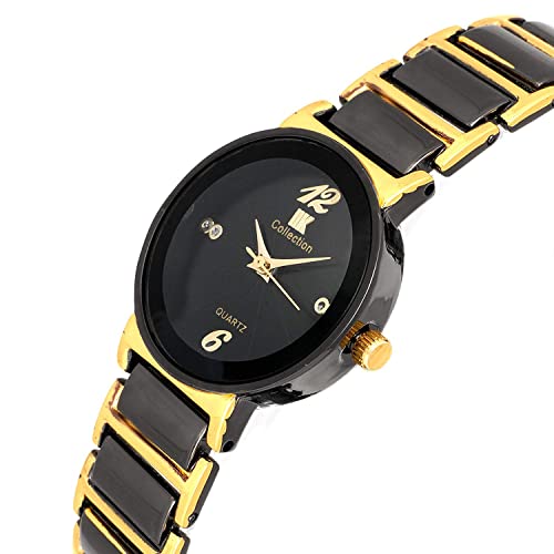 IIK COLLECTION Round Studded Dial Girls Watch, Analogue Movement Ladies Timepiece With Adjustable Bracelet Chain Strap and Double Lock Clasp Safety - Multicolor, Stainless Steel - Image 3