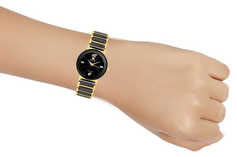 IIK COLLECTION Round Studded Dial Girls Watch, Analogue Movement Ladies Timepiece With Adjustable Bracelet Chain Strap and Double Lock Clasp Safety - Multicolor, Stainless Steel - Image 4