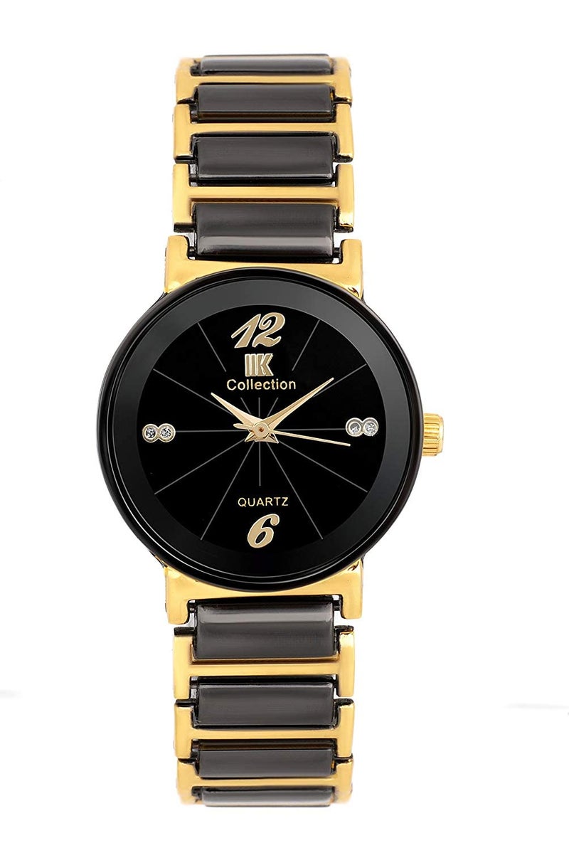 IIK COLLECTION Round Studded Dial Girls Watch, Analogue Movement Ladies Timepiece With Adjustable Bracelet Chain Strap and Double Lock Clasp Safety - Multicolor, Stainless Steel - Image 1