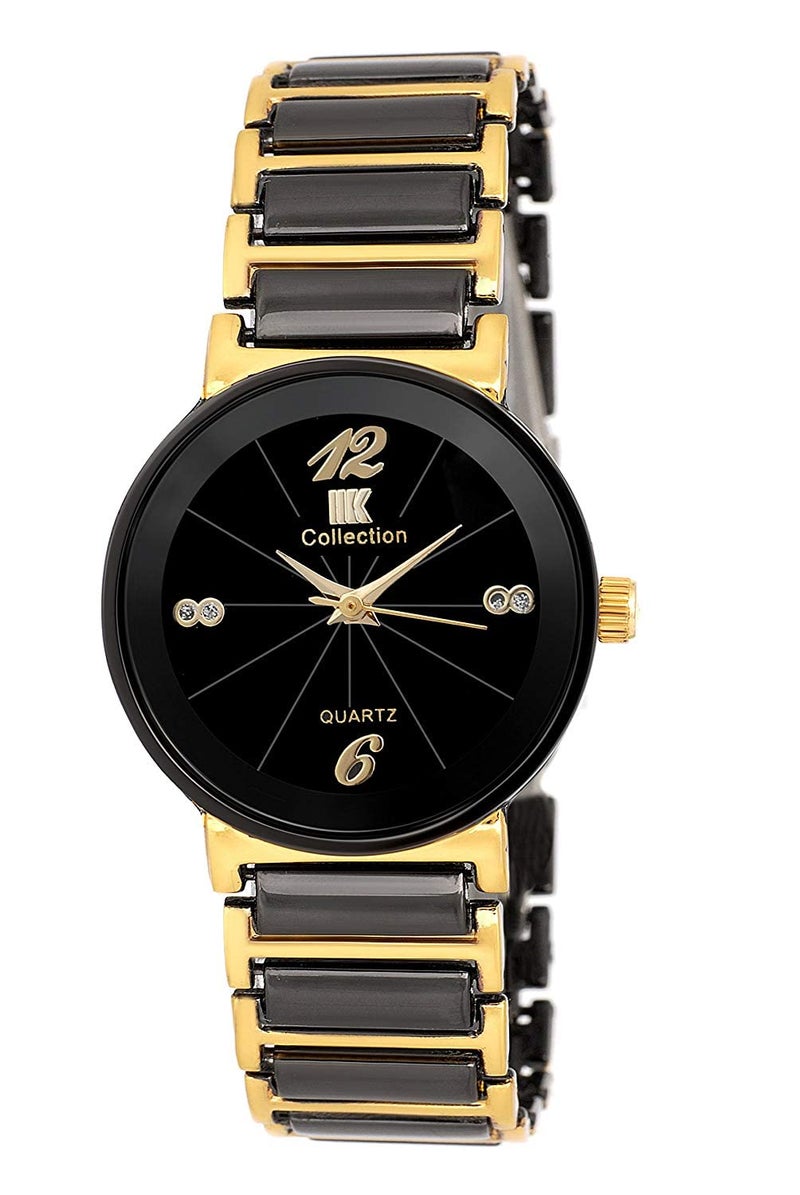 IIK COLLECTION Round Studded Dial Girls Watch, Analogue Movement Ladies Timepiece With Adjustable Bracelet Chain Strap and Double Lock Clasp Safety - Multicolor, Stainless Steel - Image 2