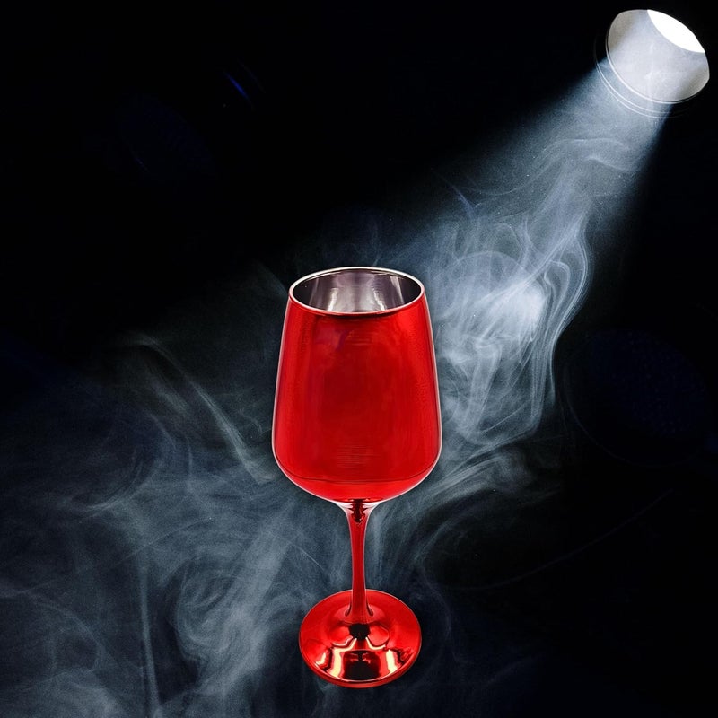 FALKOR FALKOR Luxury Glassware Holi Special 350 ML Metallic Red Colour Plated Long Champagne Wine Glasses for Red Wine Set of 4 for a Party Gifting or Even Display at Your bar at Home  - Image 3