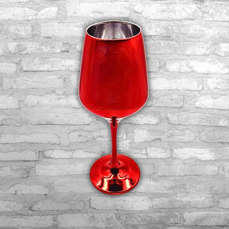 FALKOR FALKOR Luxury Glassware Holi Special 350 ML Metallic Red Colour Plated Long Champagne Wine Glasses for Red Wine Set of 4 for a Party Gifting or Even Display at Your bar at Home  - Image 5