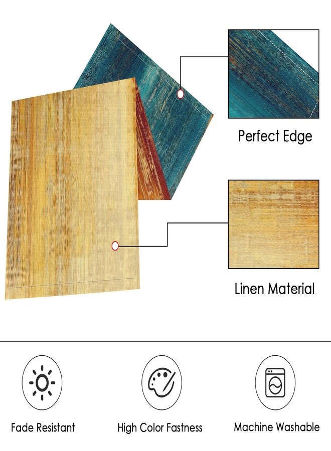 Emvency Blue Orange Table Runner and Placemats Set of 6, Vintage Abstract Messy Rust Painting Art Dining Decor for Daily Use(1 Table Runner 72 inches Long and 6 Placemats) - Image 4