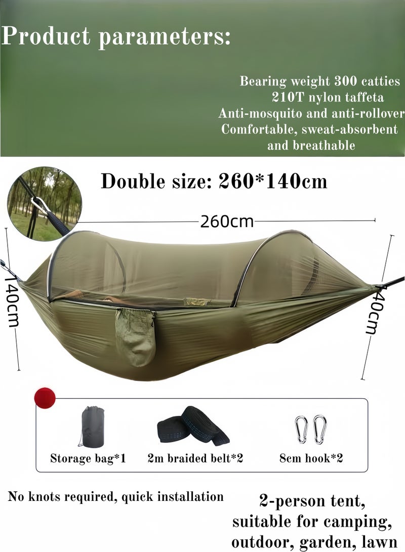 Beautiful Hammock with Mosquito Net, Anti-rollover for Outdoor Camping, Nylon Material, Single and Double Mosquito Net Hammock - Image 2