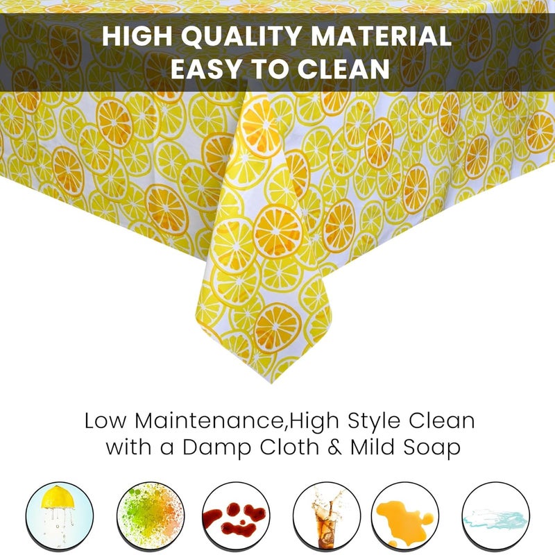 Wings Star Floral Print Exclusive Table Cover|PVC 6 Seater Table Cover|Table Sheet for Dining, Party, Events|Waterproof Protector|Indoor and Outdoor Use 54x78 Lemons & Orange Design - Image 5