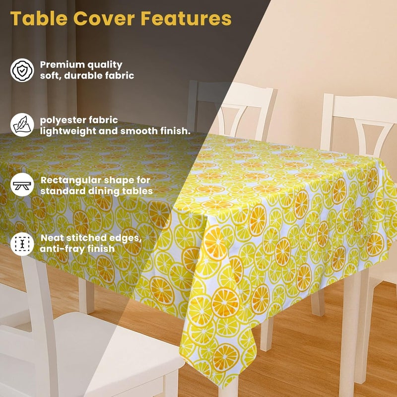 Wings Star Floral Print Exclusive Table Cover|PVC 6 Seater Table Cover|Table Sheet for Dining, Party, Events|Waterproof Protector|Indoor and Outdoor Use 54x78 Lemons & Orange Design - Image 4