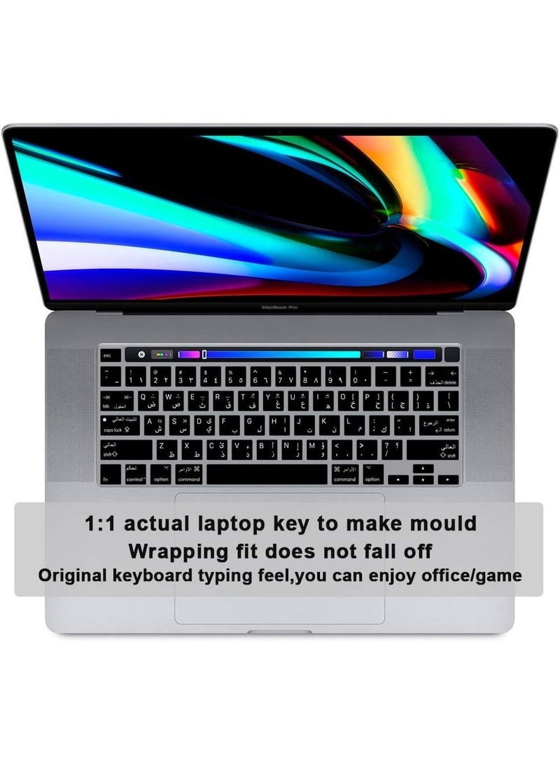 Arabic Language Ultra Thin Keyboard Cover Skin for MacBook Pro 13 Inch 2022 2021 2020 (Apple M2 Chip/Apple M1 Chip A2338/A2289/A2251) and 2019 MacBook Pro 16 Inch (Model A2141) Protector,US Version - Image 3