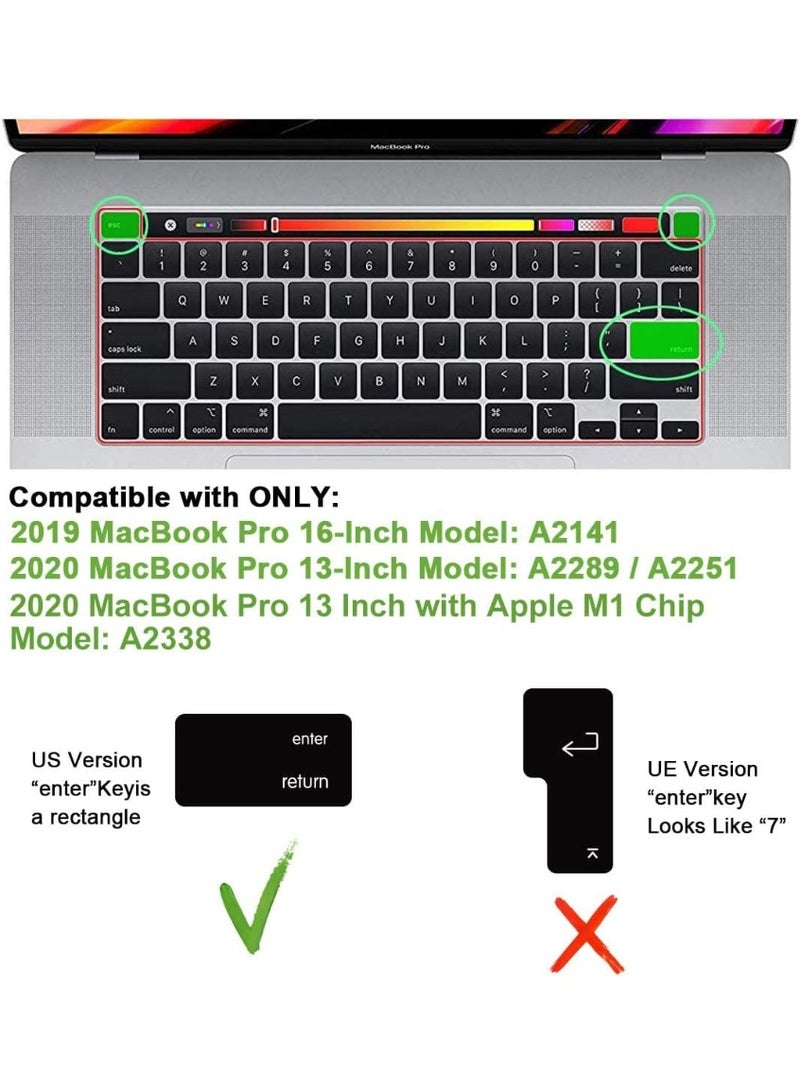 Arabic Language Ultra Thin Keyboard Cover Skin for MacBook Pro 13 Inch 2022 2021 2020 (Apple M2 Chip/Apple M1 Chip A2338/A2289/A2251) and 2019 MacBook Pro 16 Inch (Model A2141) Protector,US Version - Image 5