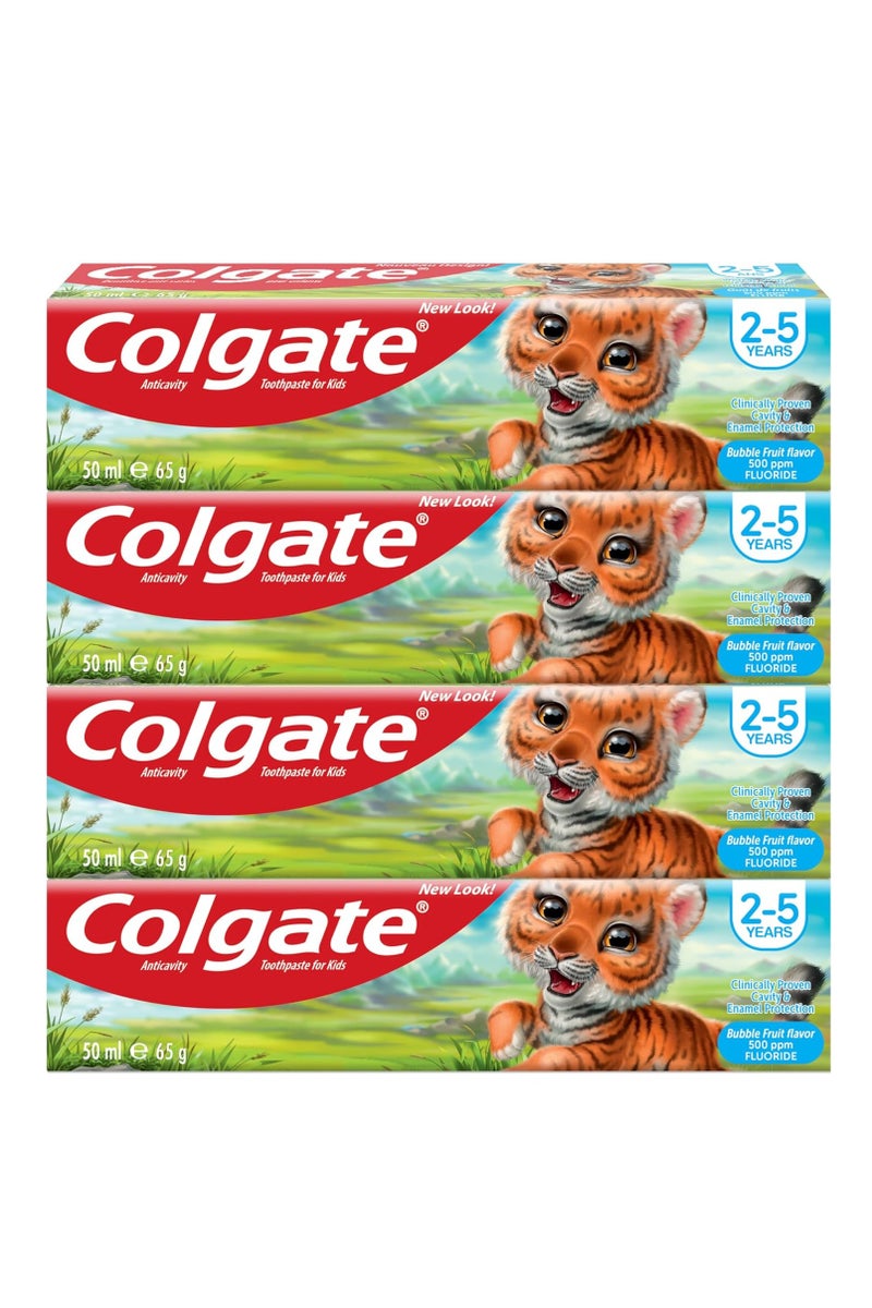 Colgate Kids Bubble Fruit Fluoride Toothpaste 50ml / 65gm (Pack of 4pcs) - Image 1