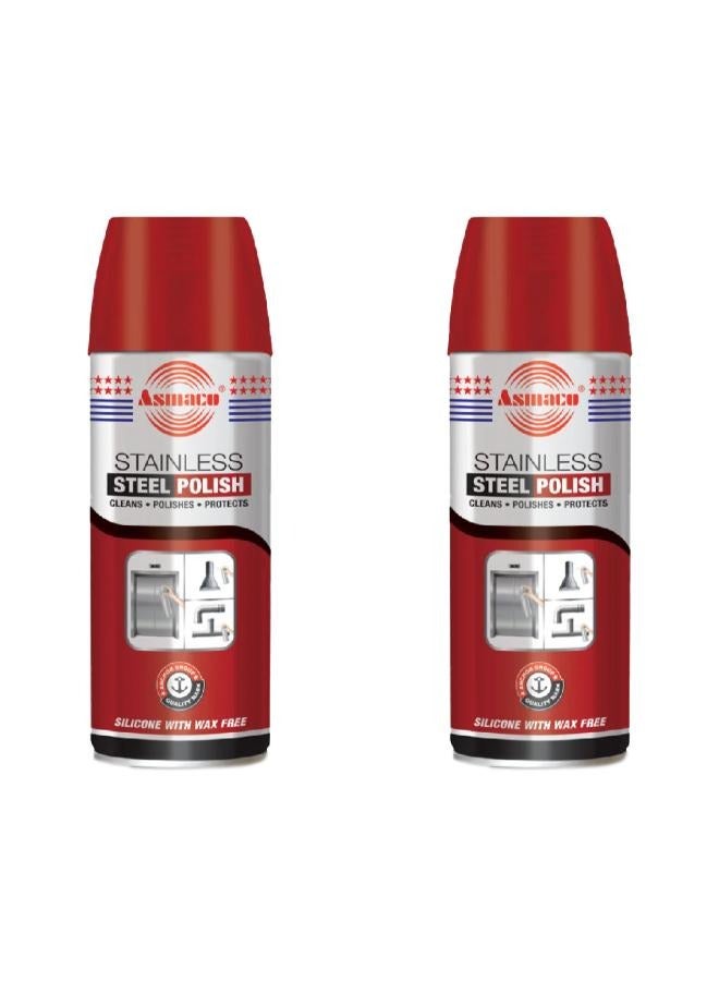 Asmaco Stainless Steel Polish Cleaner - 450 Ml - Set of 02