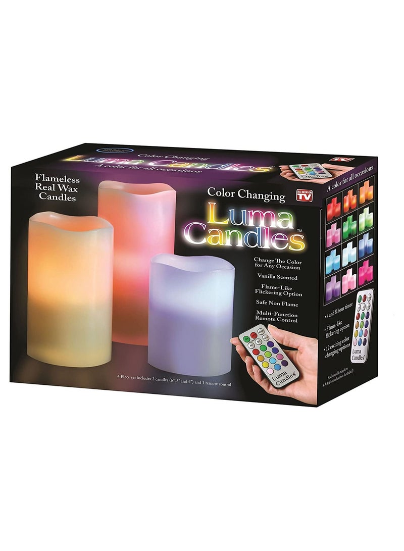 Luma 3-Piece Real Wax Flameless Candles With Remote Control Cream - Image 4