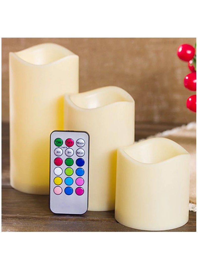Luma 3-Piece Real Wax Flameless Candles With Remote Control Cream - Image 5