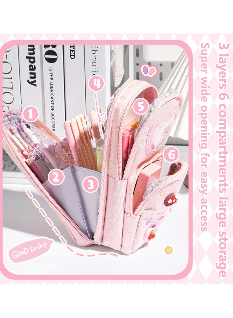 Large Capacity Pencil Case with Compartments for Kids Boys Girls, Cute Desk Stationery Organizer with Handle, Portable Pencil Case Pencil Pouch for School Office Supplies - Image 3