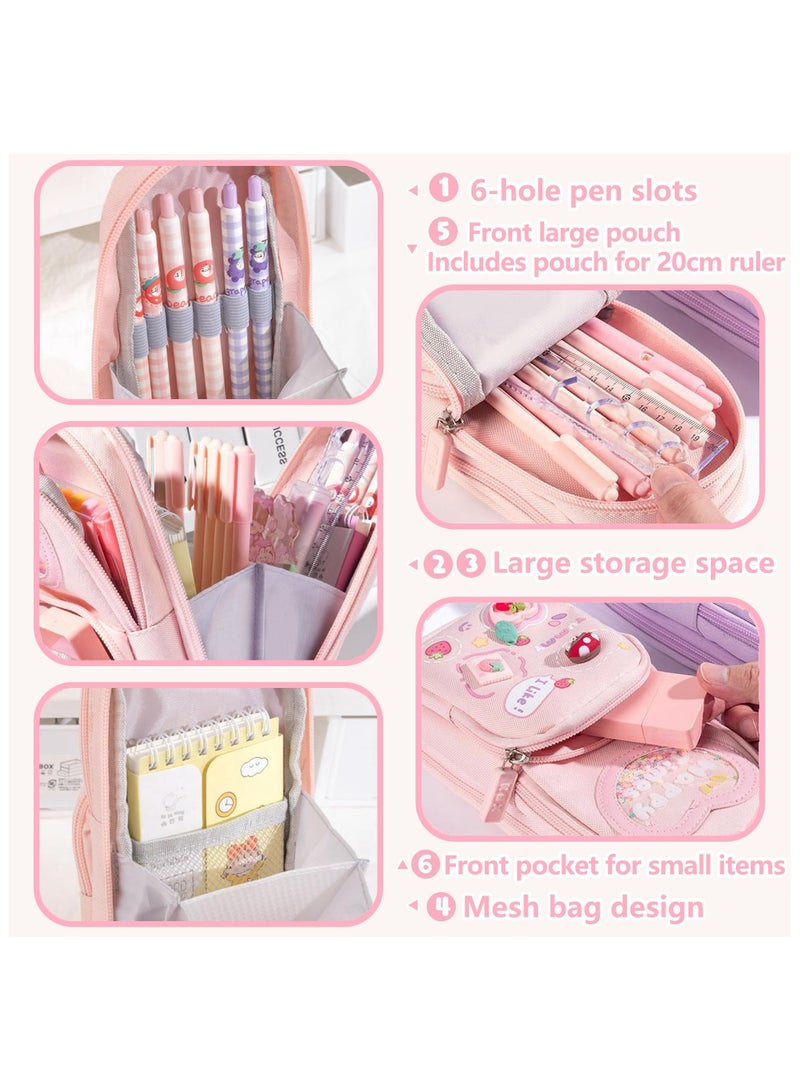 Large Capacity Pencil Case with Compartments for Kids Boys Girls, Cute Desk Stationery Organizer with Handle, Portable Pencil Case Pencil Pouch for School Office Supplies - Image 4