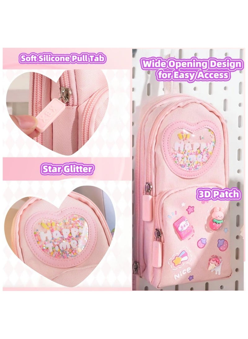 Large Capacity Pencil Case with Compartments for Kids Boys Girls, Cute Desk Stationery Organizer with Handle, Portable Pencil Case Pencil Pouch for School Office Supplies - Image 5