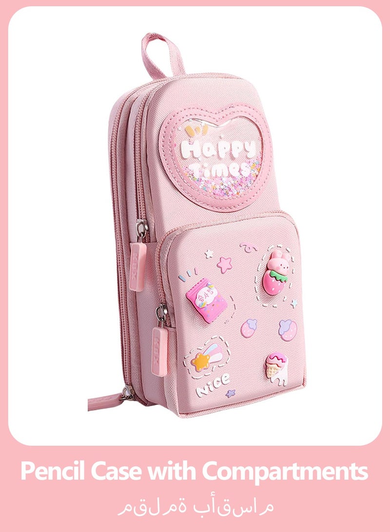 Large Capacity Pencil Case with Compartments for Kids Boys Girls, Cute Desk Stationery Organizer with Handle, Portable Pencil Case Pencil Pouch for School Office Supplies - Image 1