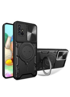 Generic Case Cover Shockproof CD Protective Case with Camera Protection and Metal Ring Compatible with Samsung Galaxy A71 4G (Black)  - Image 1
