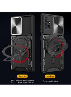 Generic Case Cover Shockproof CD Protective Case with Camera Protection and Metal Ring Compatible with Samsung Galaxy A71 4G (Black)  - Image 3