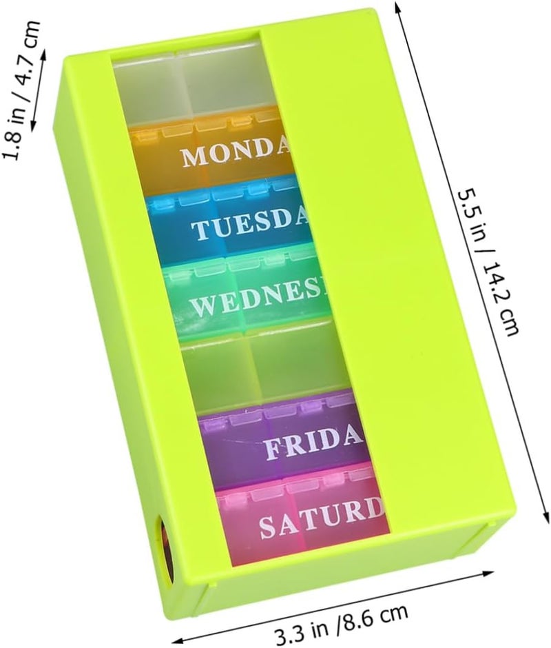 21-grids Pill Organizer Box Weekly Medicine Storage Container Plastic Green Portable Travel Pill Case for Daily Medication Management - Image 2