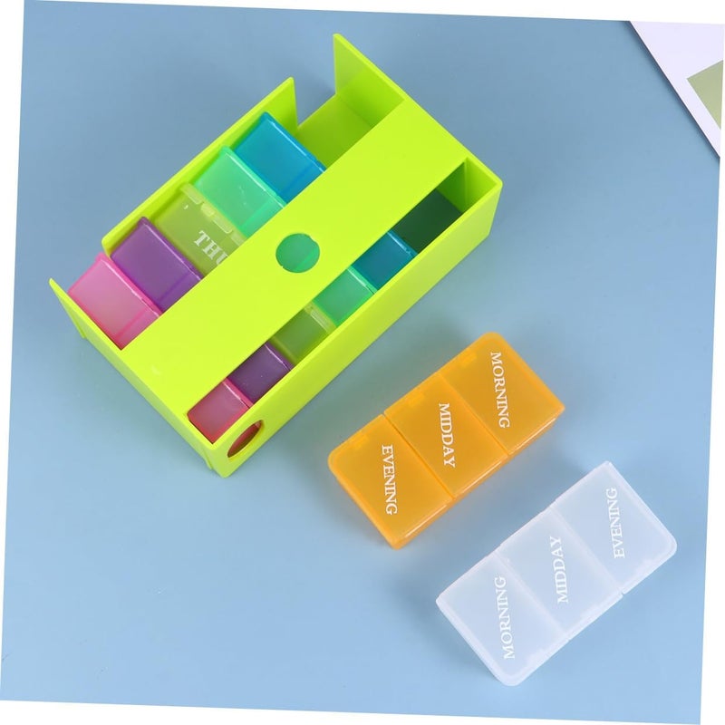 21-grids Pill Organizer Box Weekly Medicine Storage Container Plastic Green Portable Travel Pill Case for Daily Medication Management - Image 5