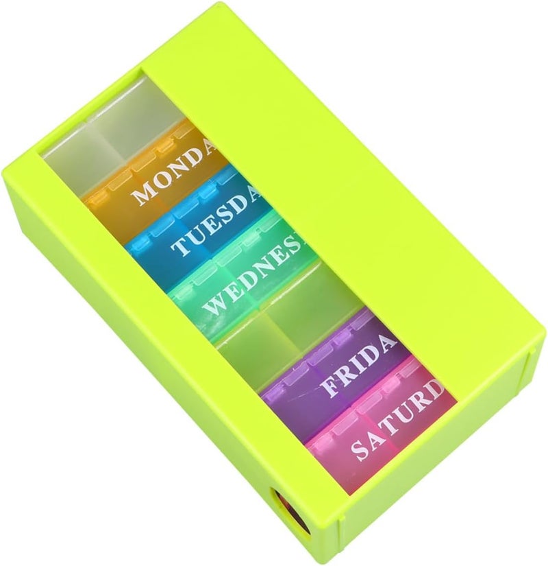 21-grids Pill Organizer Box Weekly Medicine Storage Container Plastic Green Portable Travel Pill Case for Daily Medication Management - Image 1