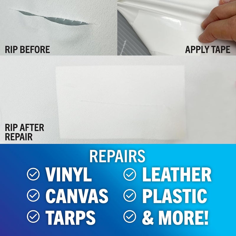 Better Boat Repair Tape for Fabric Boat Covers, Canvas Tents, Pop-Up Campers, RV Awnings, Tarps, Canopies, Bimini Tops, Sails, Air Mattress Patch Kit, 30ft x 3" White Heavy-Duty Waterproof Vinyl - Image 3
