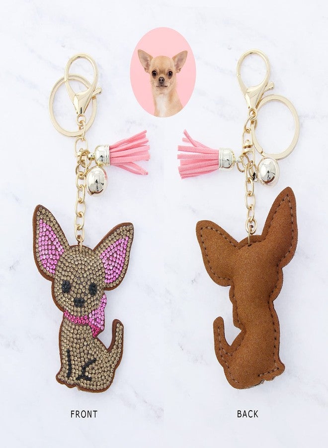 NTLX Key Chain Bag Charm - Cute Sparkling Charm for Purses, Luggage, Suitcases, Diaper Bag, and Keys - Gift Box Included, Brown Chihuahua Dog, Medium - Image 5