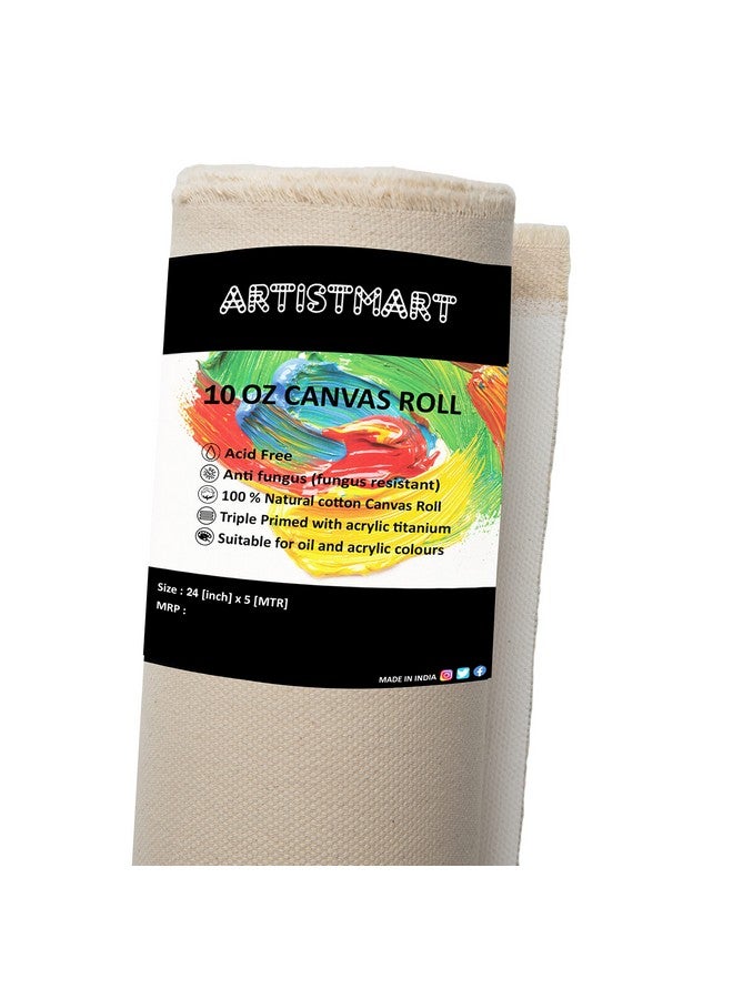 ARTISTMART Painting Drawing and Sketch Accessories Primed Painting Canvas Roll (24" x 5 MTR, 10 Oz. (White)) - Image 5