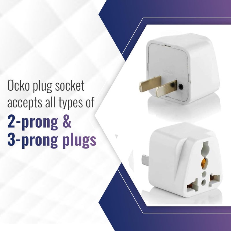 OCKO Ocko Universal Type A B US Conversion Adapter Plug 3 2 Pin Converter Socket Indian To Universal Adapter USA Canada Brazil to India Suitable for Laptop Camera Charger Pack of 4 White  - Image 4
