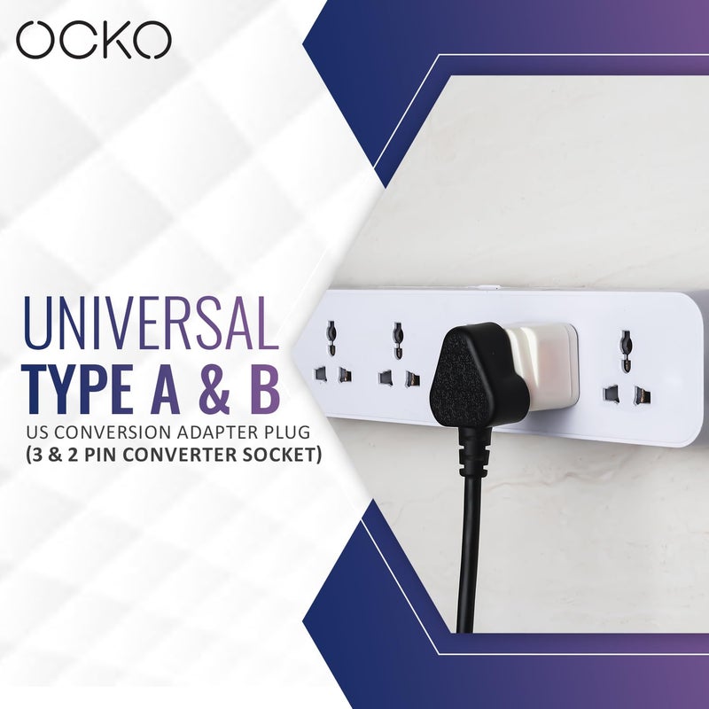 OCKO Ocko Universal Type A B US Conversion Adapter Plug 3 2 Pin Converter Socket Indian To Universal Adapter USA Canada Brazil to India Suitable for Laptop Camera Charger Pack of 4 White  - Image 2