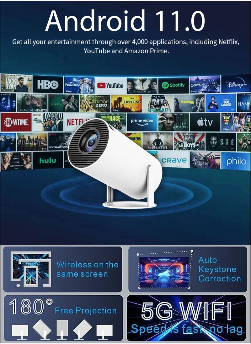 HY300 Android 5G Wifi Smart Portable Projector 1280 720P Full HD Office Home Theater Video Mini Projector Optical specifications PROJ-WO-87-AN White