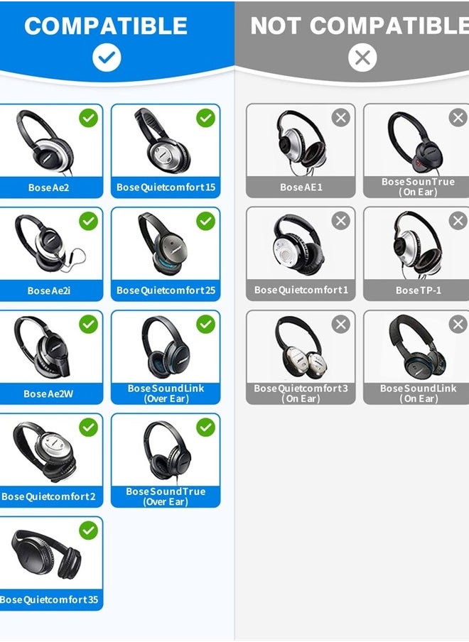Link Dream - Replacement Ear Cushions for Bose Quiet Comfort 35 Soft Protein Leather Replacement Ear Pad for Bose QC 35/25 / 15 QC2 / Ae2 / Ae2i / Ae2W / Sound Link/Sound True (Light Grey) - Image 1