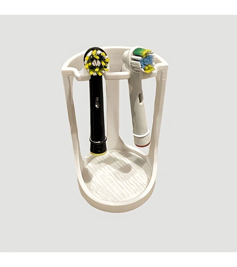 White Electric Toothbrush Head Holder For Bathroom Storage Rack And Collection Tray - Image 1