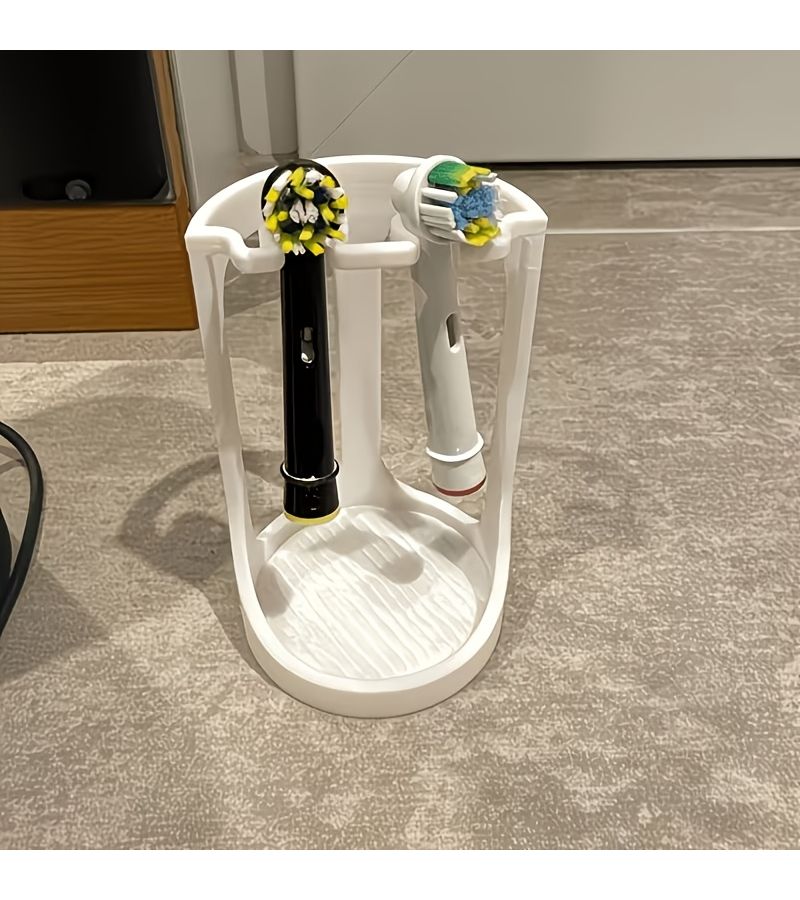 White Electric Toothbrush Head Holder For Bathroom Storage Rack And Collection Tray - Image 4