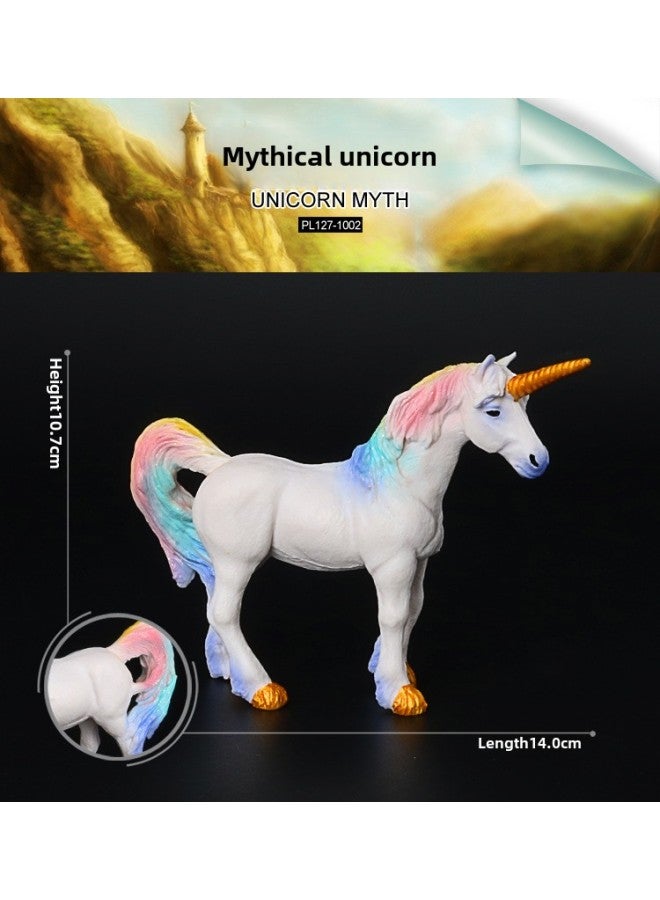 Direct Simulation Myth Series Model Pegasus Unicorn Chinese Dragon Children's Toy Exquisite Decorative Ornaments-Color:PL127-1002 Rainbow Unicorn - Image 1